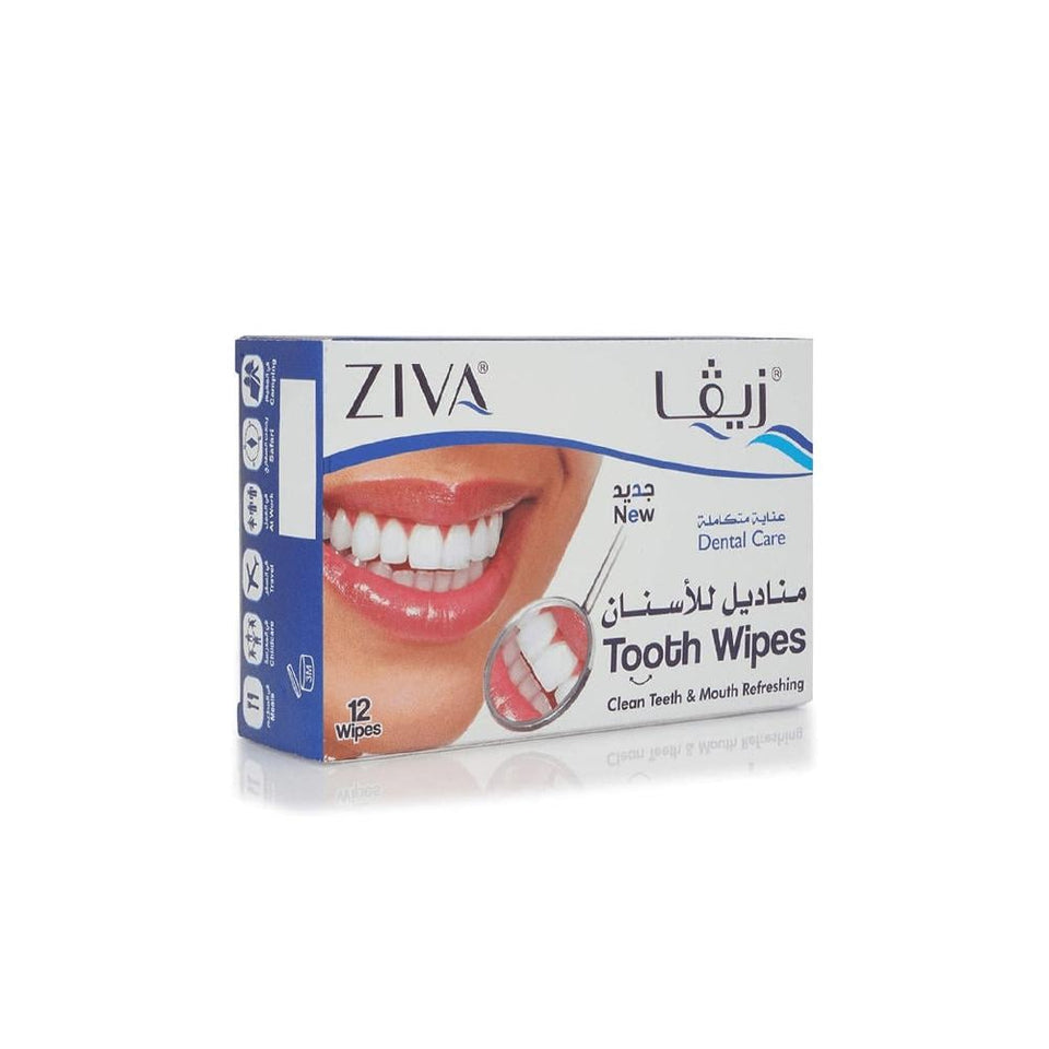 Ziva Tooth Whitening Wipes for Instant Freshness & Stain Removal 12 wipes